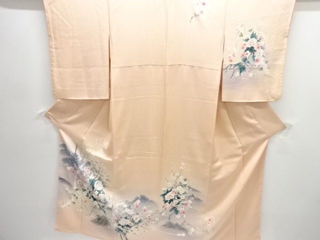 寺塔に枝花模様訪問着